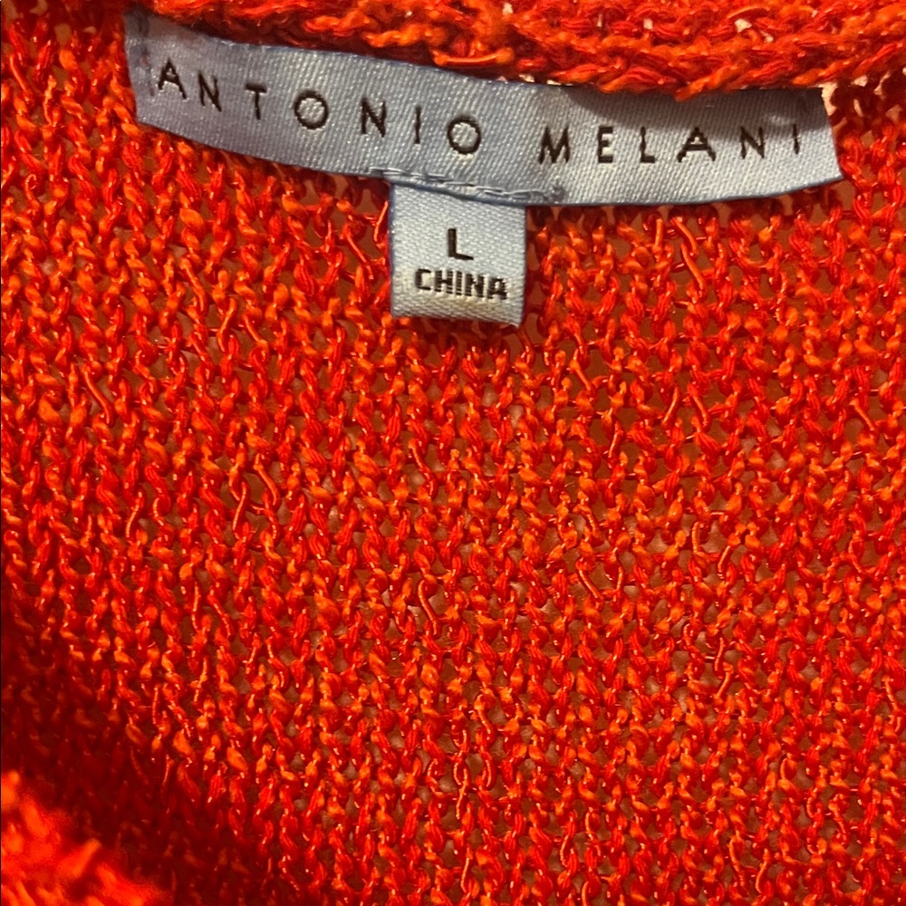 ANTONIO MELANI Red Crew Neck Sweater - Picture 2 of 4